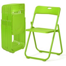10 Green Plastic Folding Chairs Steel Frame 350lb Capacity for Parties