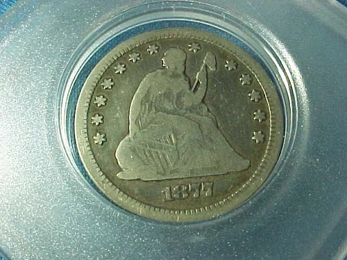 Orig US SILVER Coin 1877 S  SEATED LIBERTY QUARTER