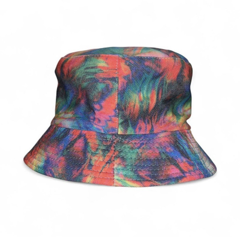 Women’s Handmade Tie-Dye Bucket Hat Multicolor One Size Casual Travel Style