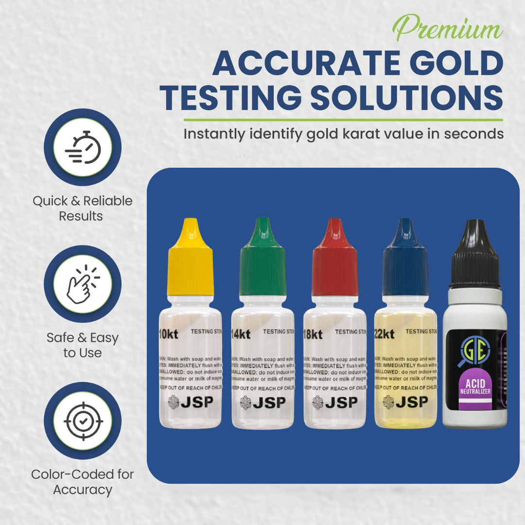 Testing Gold 14k Gold Testing Kit 10k 14k 18k 22k Solutions Acids + Scratch Stone Test ...