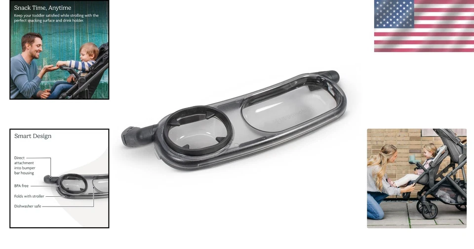 Bandeja de aperitivos de plástico para cochecitos Vista, Cruz, RumbleSeat con portavasos Foto 2 de 4
