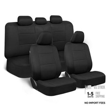 BDK PolyPro Car Seat Covers Full Set in Front and Rear Split Bench Solid Black