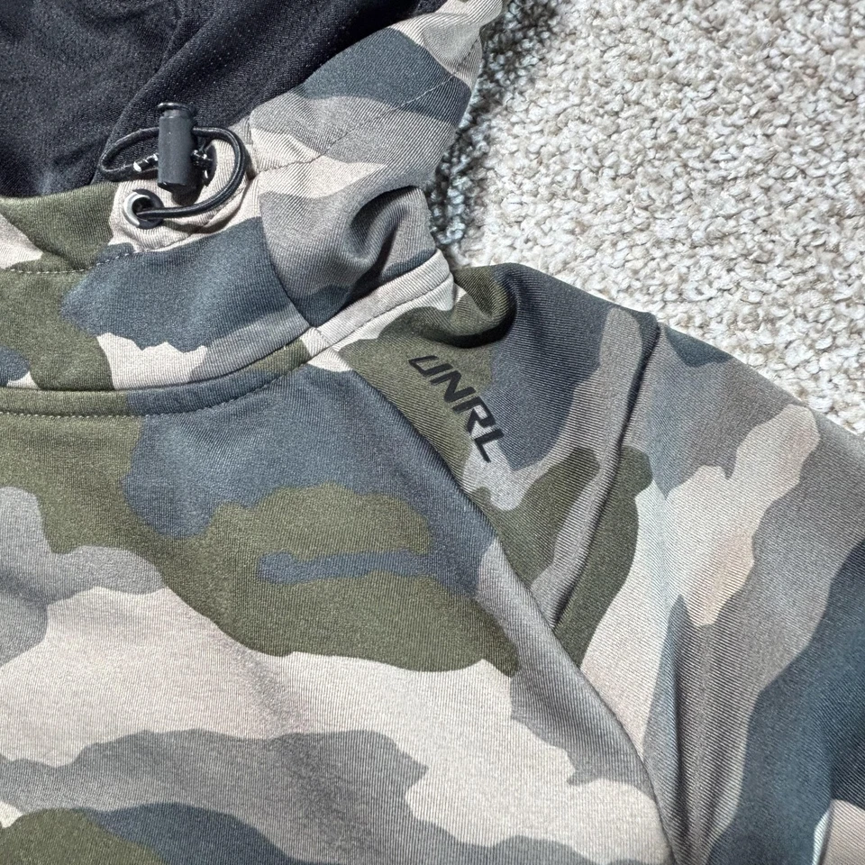 UNRL Sudadera con Capucha Juvenil Pequeña Verde Gris Camuflaje Pullover Canguro Bolsillo Vellón Foto 2 de 4