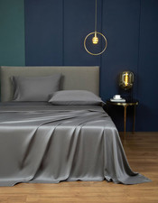 Grey Tencel Sheet Set with Pillowcase King Modern Quiet Luxury Minimalist Chic