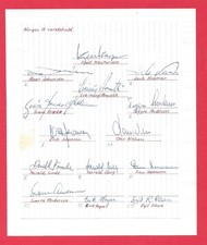 NORWAY INT SQUAD 1964 ORIGINAL 14 X AUTOGRAPHS INCL OLAV NILSEN HARALD SUNDE ETC