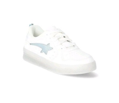 Athletic Works SZ 2 Girls Court LightUp Sneakers On/Off Button New With Tags