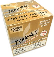 Tear-Aid Fabric Repair Kit, Type A Clear Patch for Canvas, Fiberglass, Leathe...