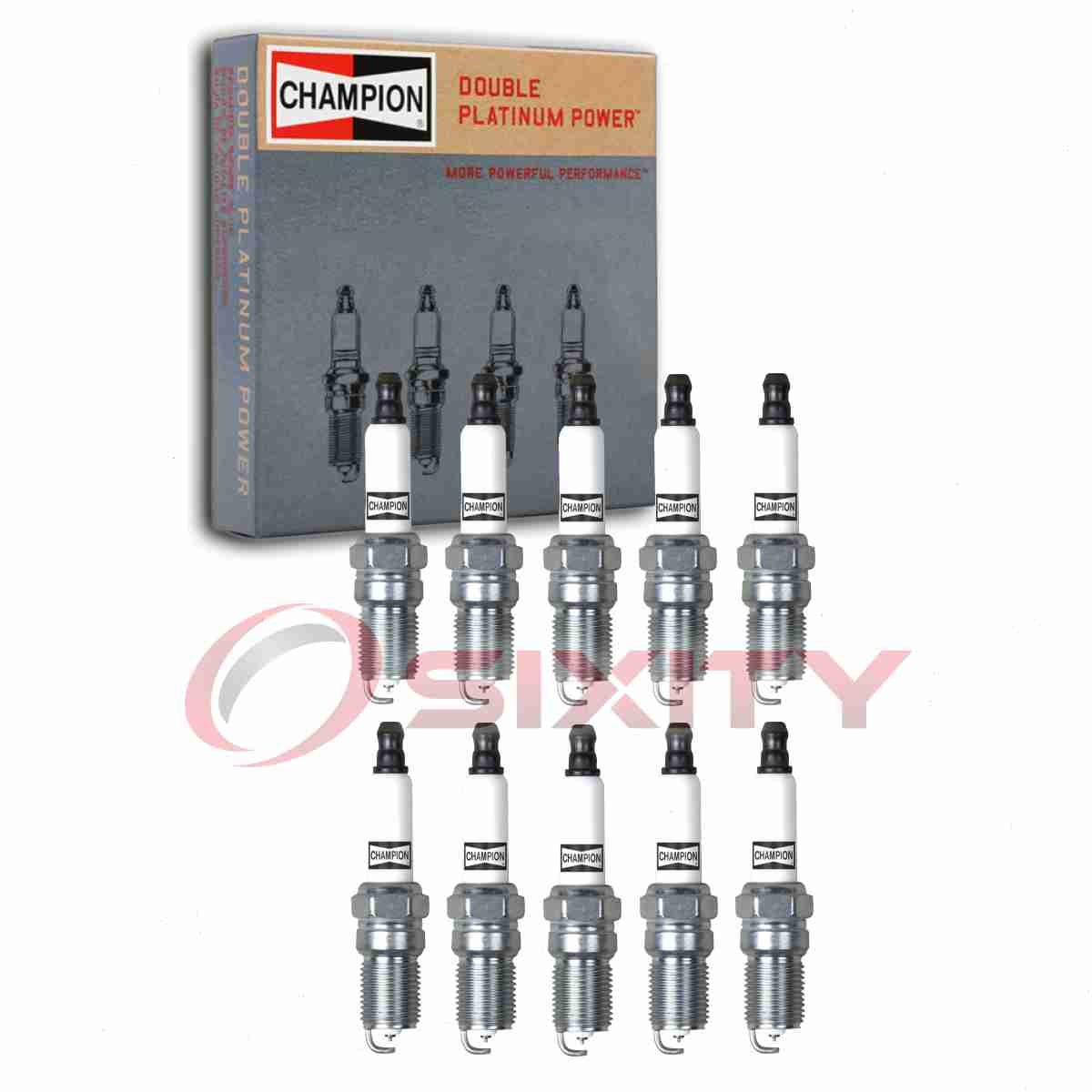 10 pc Champion Double Platinum Spark Plugs for 1998 Ford E-350 Econoline mw