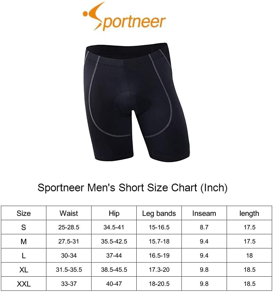 SPORTNEER Men's Cycling Shorts Biking Bike Bicycle Pants Half 4d Coolmax  Padded for sale online