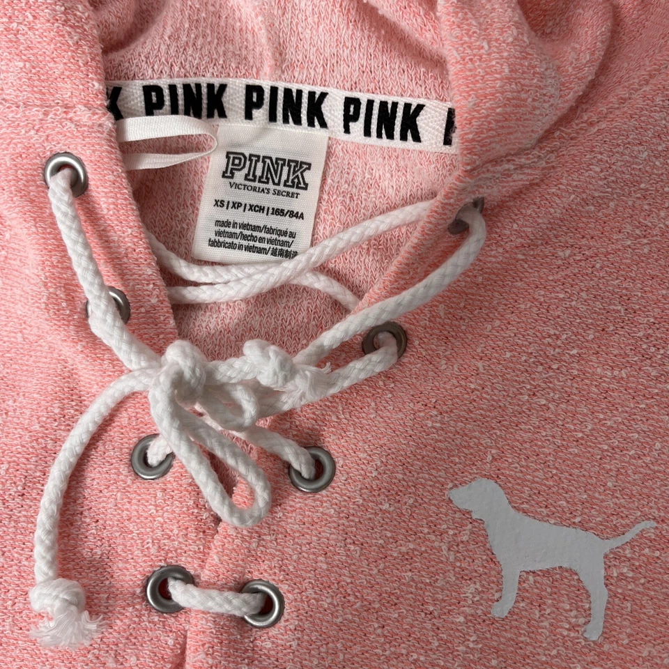 Victorias Secret ROSA Sudadera con Capucha Terry Tela Con Cordones Túnica Pullover Gráfico Logo XS Foto 2 de 4