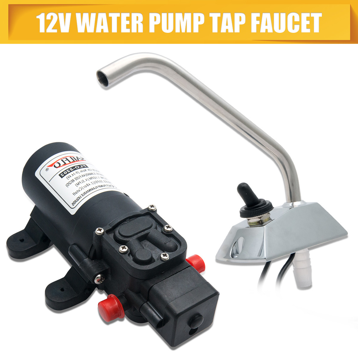 12V TMC 100 GPH PUMP ONLY /& CLAMP-Electric Galley Water Pump for Caravan//RV//Boat