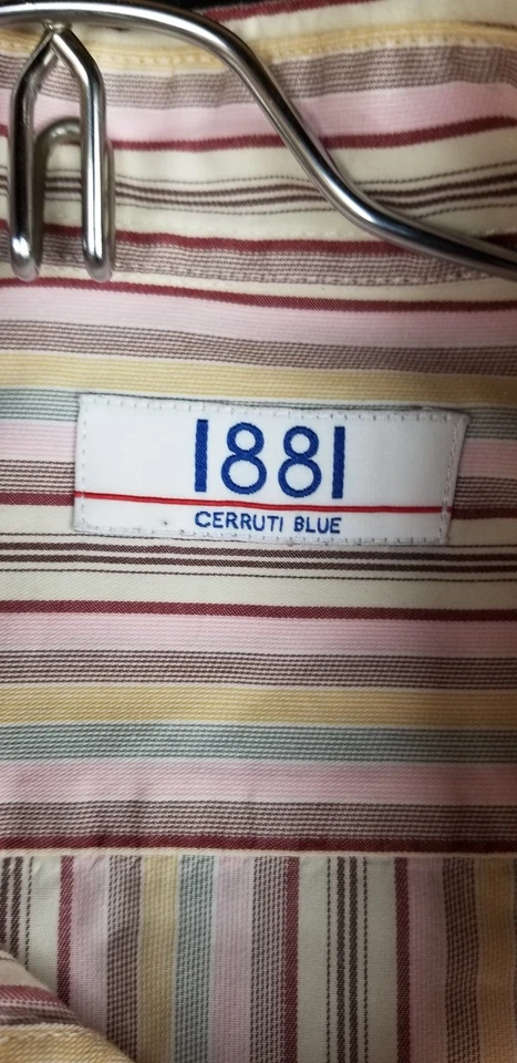 1881 Cerruti Blue Men Size 39 Strip Multi Color Button Down Shirt - Image 4 of 4