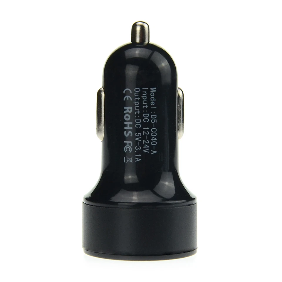 Adaptador carregador de carro duplo USB 3.1A celular tablet câmera via satélite MP3 preto - Imagem 2 de 4