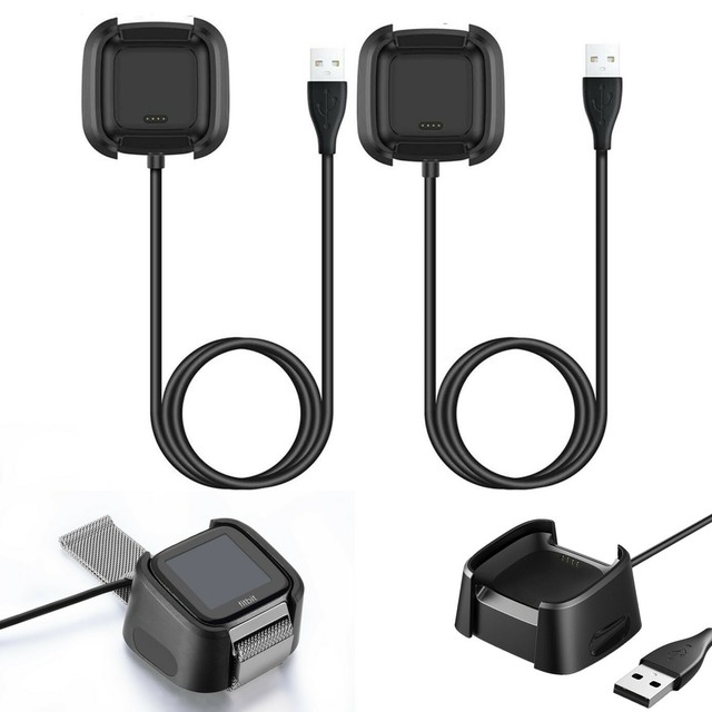 2-Pack USB Charger Cable for Fitbit Versa 2 Smart Watch Charging Cable Black | eBay