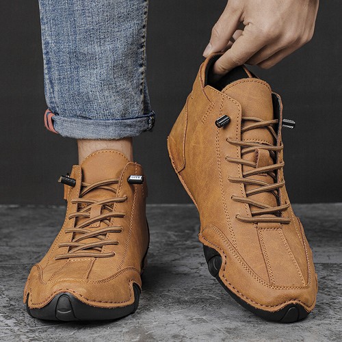 Herren Leder Stiefeletten Komfort Gehen Turnschuhe Outdoor weiche Business Schuhe - Bild 7 von 21