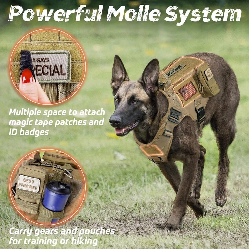 rabbitgoo No-pull Tactical Dog Harness Extra Large Military Training Vest Handle - Image 4 of 4