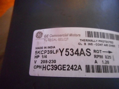 GE 5KCP39LFY534AS Condenser Motor HC39GE242A 1/4HP 208/230V 825RPM