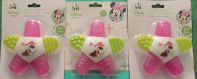 Lot of 3- Disney Baby Minnie Mouse Water Filled Star Shaped Teether-  NEW
