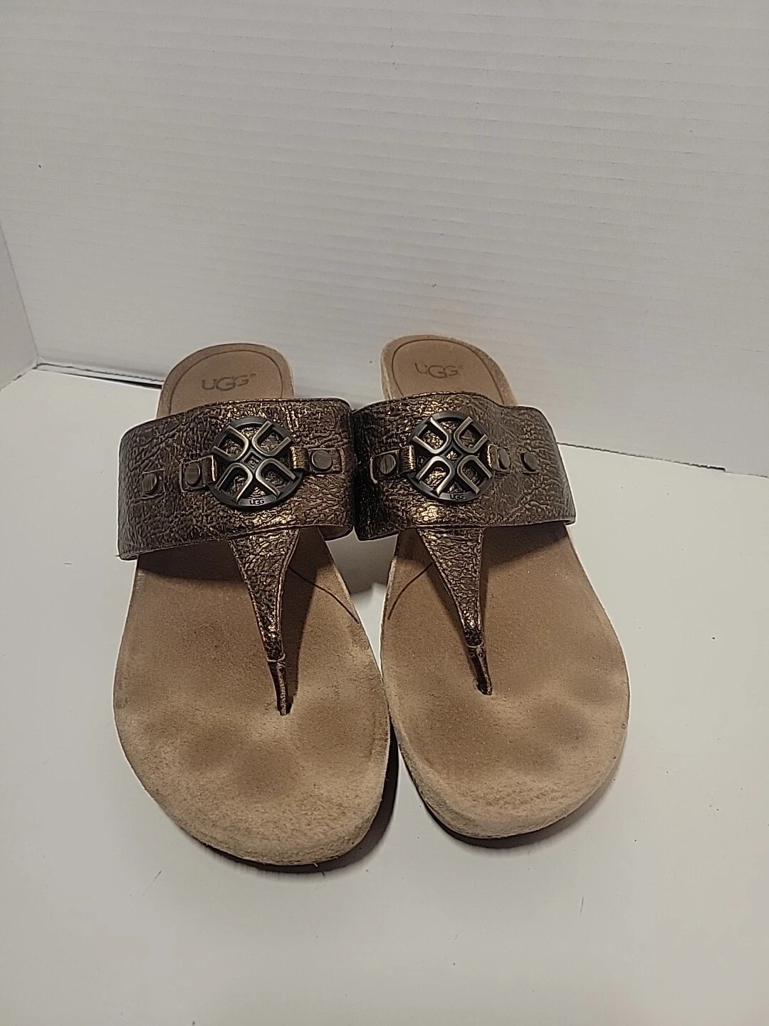 UGG Australia Briella Pony sandalo donna con zeppa in pelle marrone taglia 9