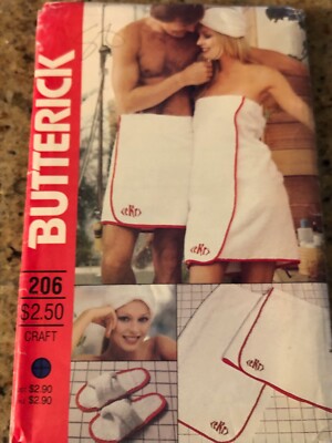   BUTTERICK #206-LADIES & MEN'S BATH ACCESSORIES & MONOGRAM TRANSFER PATTERN FF