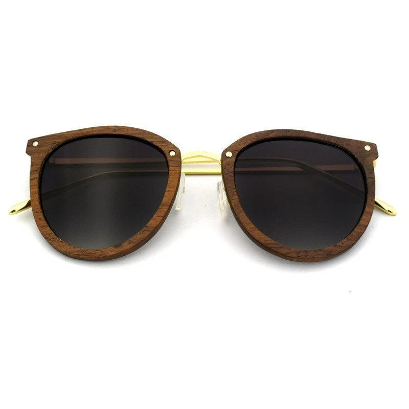 Gafas de sol de madera de cebra para hombre chapadas en oro patas gafas polarizadas caja regalo Foto 2 de 4