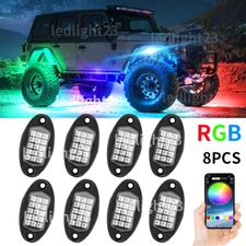 8 Pods RGB LED Rock Light Multicolor Neon Underglow Lighting Fit Jeep Wrangler