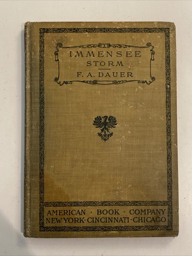 Immensee Von Theodor Storm 1896 German Language Dauer Antique Book