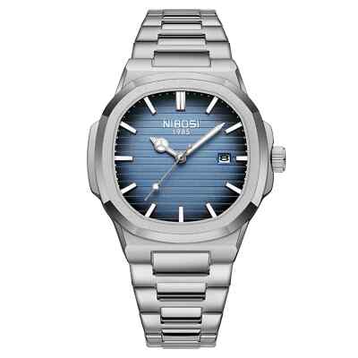 Uhr Herren Edelstahl Eckig Quarz Analog Uhr Männlich Wasserdicht Armbanduhr