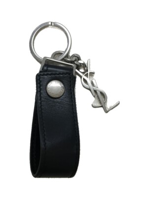 YSL ブラウンレザー キーホルダー サンローラン タイニーカサンドラ キーリング（スムースレザー