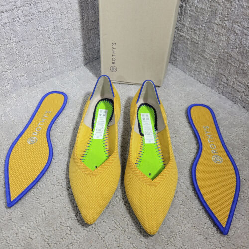 Rothys The Point Women's Size 5.5 Marigold Yellow Pointed Toe Slip on Flat Shoes - Picture 12 of 13