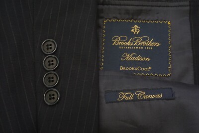 Brooks Brothers Madison Brookscool Wool Blend Blue Striped 2 Pc