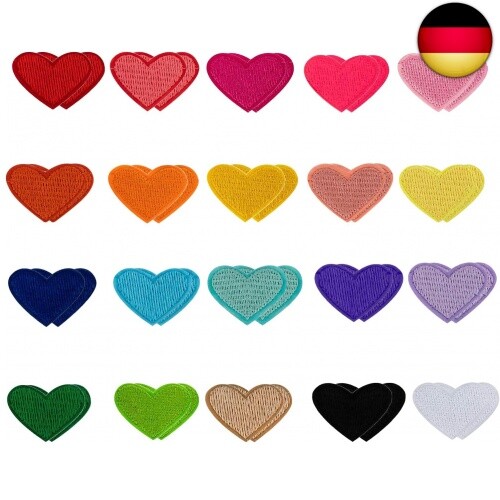 Pack of 40 Heart Sew-On Patches, Mini Heart Shaped Patches, Mini Iron-On Iron - Bild 1 von 7