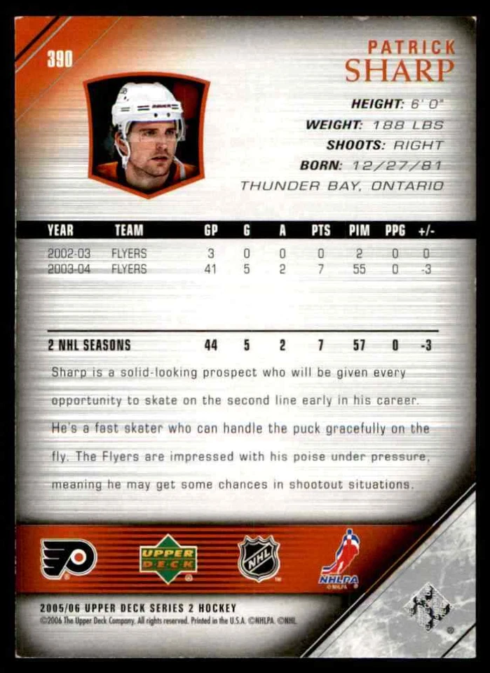2005-06 Upper Deck Patrick Sharp #390 - Image 2 of 2