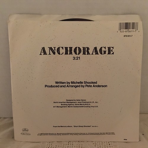 Michelle Shocked 45 - Anchorage - Used Vinyl Record 7 - - Foto 2 di 4