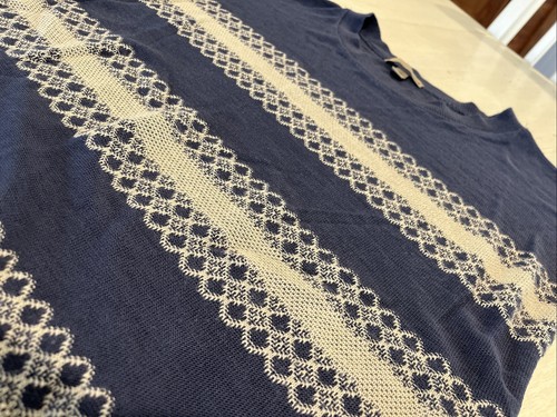 Sweater Shirt Women's M Light Pullover Blue & Ivory 3/4 Sleeve oneA - Picture 11 of 14
