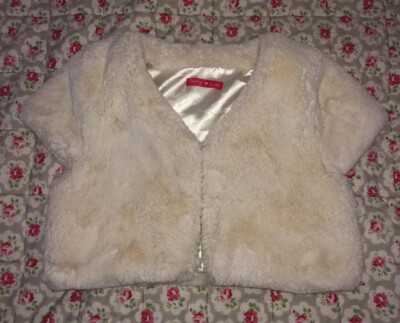 Derhy Kinder Mädchen Creme Kunstfell Bolero Alter 12-14 Jahre Ans Años Jahre