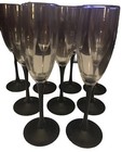 VINTAGE Black Stem Glasses-Champagne Flutes Set of 10 Long Stem Pre-owned. — photo 1