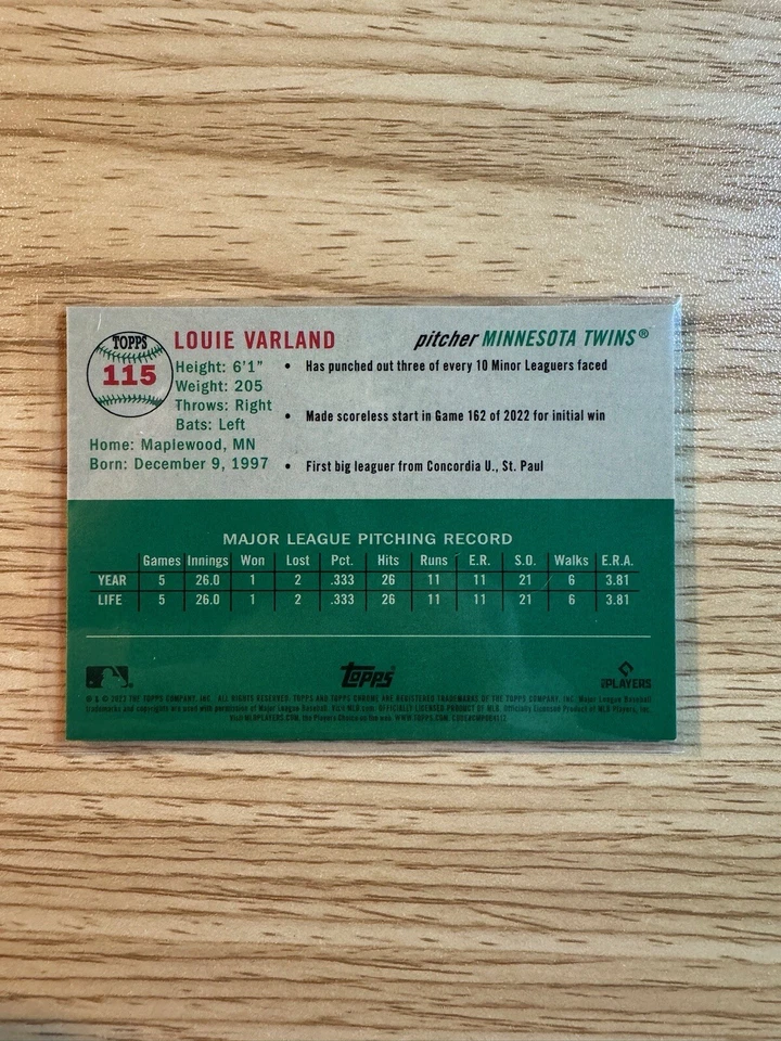 2023 Topps Chrome Platinum #115 Louie Varland RC Topps Logo Refractor #/499 - Image 4 of 4