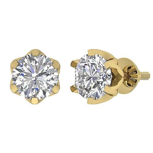 SI1 H Solitaire Studs Earrings 0.85Ct Genuine Diamond 14K Solid Gold 6 Prong Set - Picture 5 of 12
