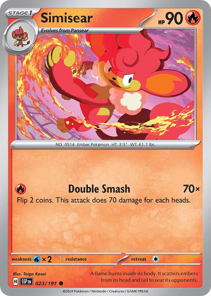 Simisear 23/191 Common | Surging Sparks | Pokemon Card