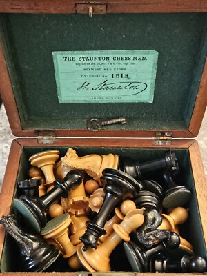 Antique Early Jaques London Chess Set Entered No. 1513 Excellent