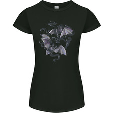 Bats and Smoke Vampires Halloween Womens Petite Cut T-Shirt