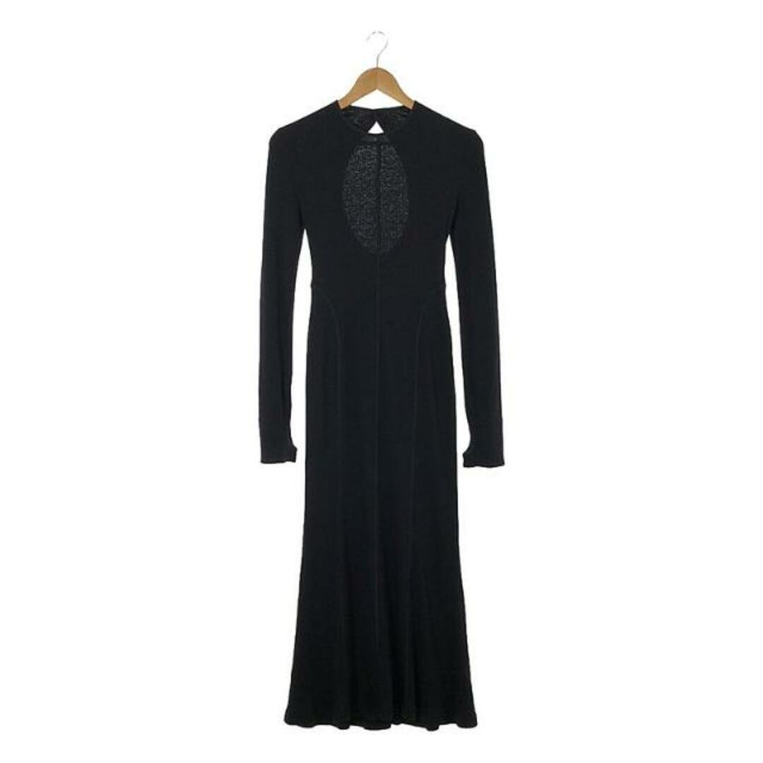 Mame Kurogouchi 2022 SS crew neck open back rib knit dress 2 navy 