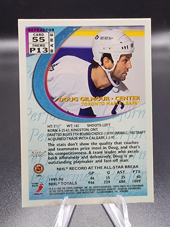 1995-96 Topps Finest #55 Gold Rare Refractor Doug Gilmour w/Peel - Image 2 of 4