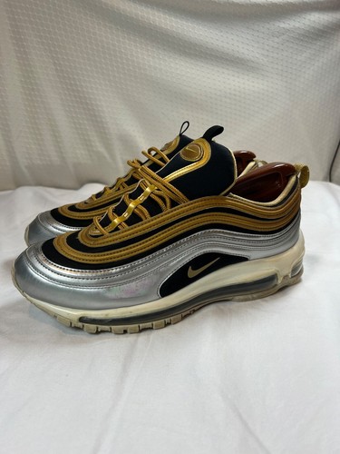 Mens 9.5 Nike Air Max 97 Metallic Gold Black Running Shoes AQ4137-700 Trainers - Picture 10 of 23
