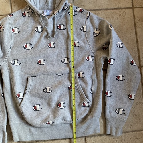 Champion Sudadera con Capucha Gris Logotipos C Estampado Completo Tejido Inverso Para Mujer’s S - Imagen 5 de 11
