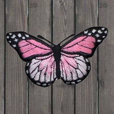 Pink Butterfly Embroidered Patch   Iron On