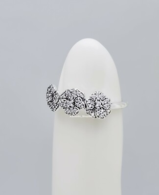 NEW 100% Authentic PANDORA 925 Ale Pave Triple Pansy Flower Ring