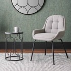 Grey Linen Dining Chair with Black Metal Legs