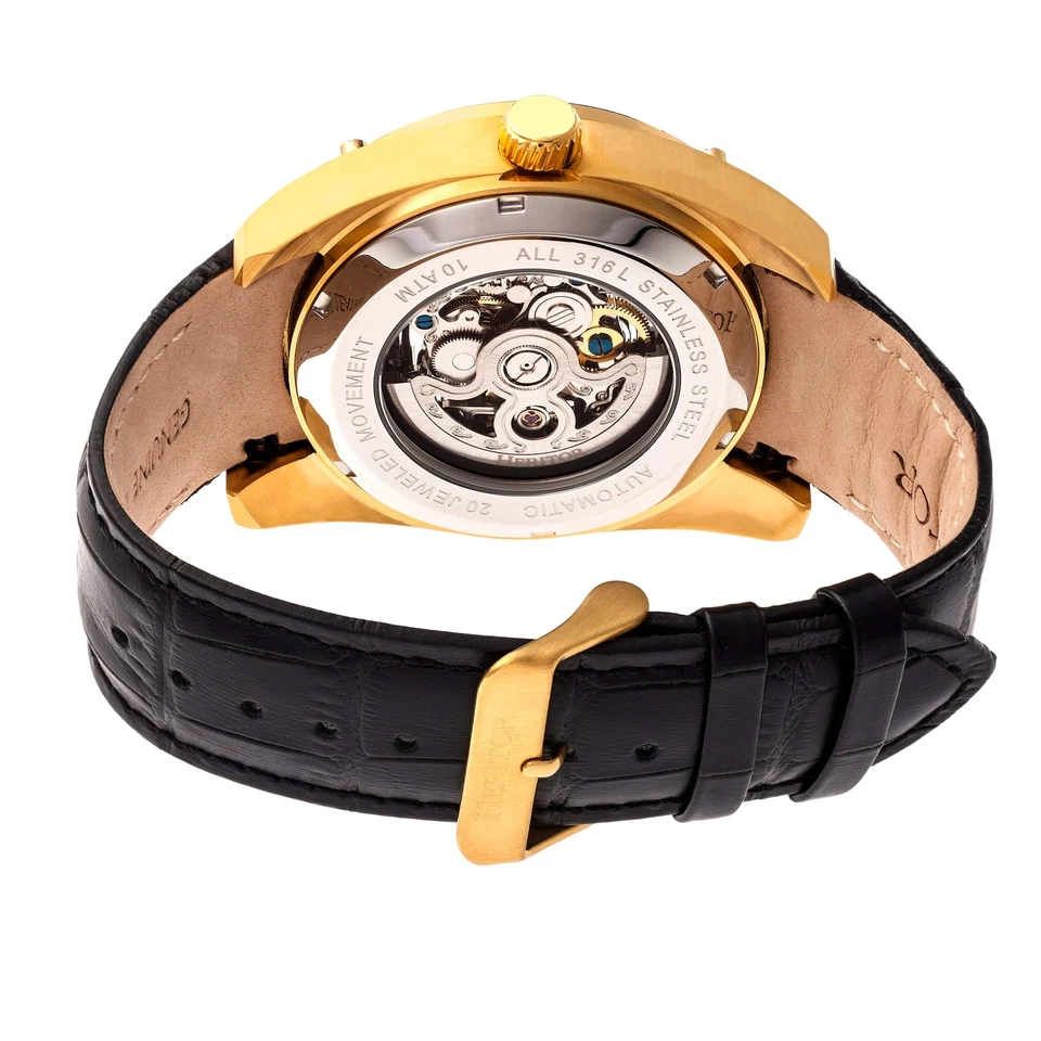 Daniels Cuero Genuino Dorado/Negro | Reloj Pulsera Esfera Negra HERHR7405 Foto 2 de 3